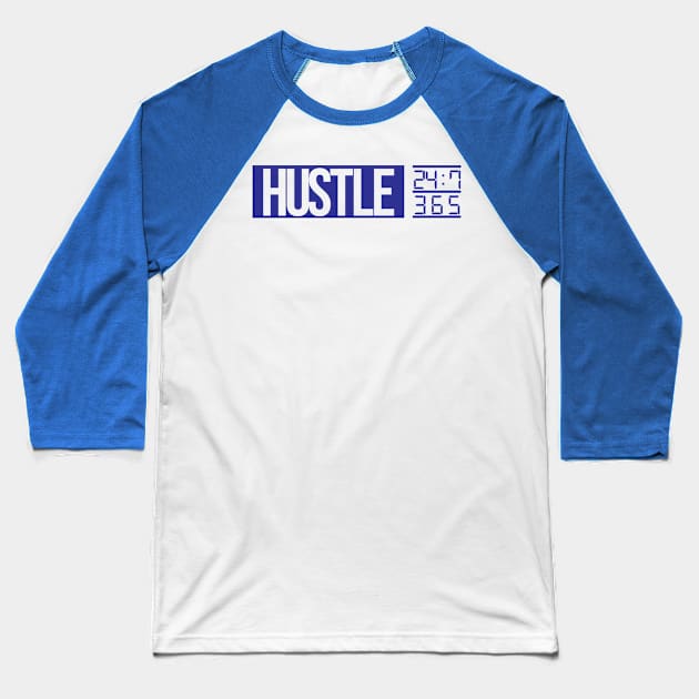Hustle Time (blue text) Baseball T-Shirt by artofplo